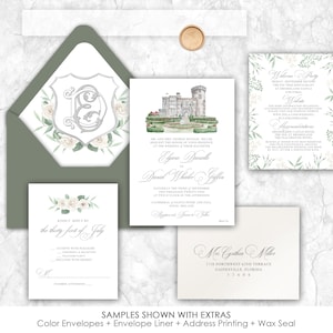 Dromoland Castle Wedding Invitation, Ireland, custom venue wedding invitation, Venue wedding invitation, Irish wedding