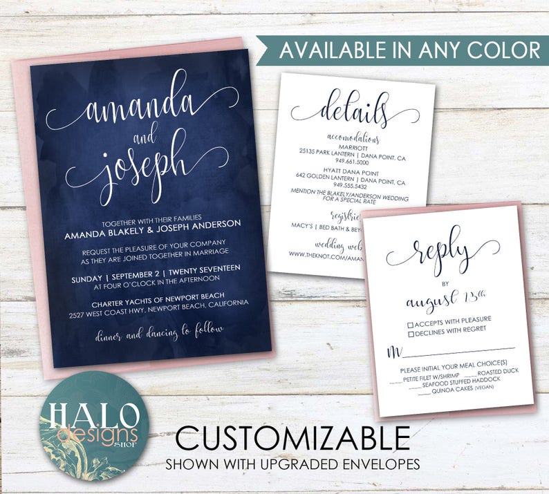 wedding invites Watercolor Wedding Invitations nautical wedding purple wedding wedding invitation