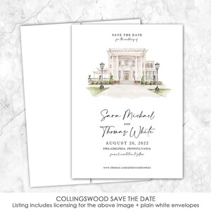 Collingswood Watercolor Save the Date | Philadelphia, Pennsylvania | hand-painted venue watercolor for save the dates or wedding invitations