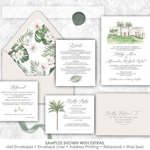 The Pelican Club, Jupiter, Florida, venue wedding invitation, custom painted wedding venue, Florida hotel, resort wedding