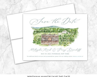 Windham Manor Save the Date, Venue Save the Date, Custom Venue, Watercolor Painting, Custom Watercolor
