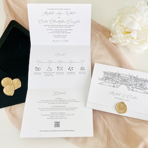 Venue Trifold Wedding Invitations, venue illustration