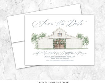 Cedars Save the Date, Venue Save the Date, Custom Venue, Watercolor Painting, Custom Watercolor