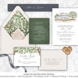 Legare Waring House Wedding Invitation, Southern Oak, Spanish Moss Tree, custom venue wedding invitation, South Carolina