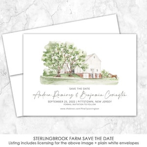 Sterlingbrook Farm watercolor Save the Date | Pittstown, New Jersey | hand-painted venue art for save the dates or wedding invitations