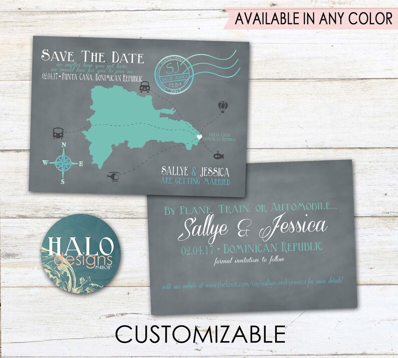 ANY COLOR printable card postcard save the date postcard destination wedding save the date Destination Save the Date save the date map