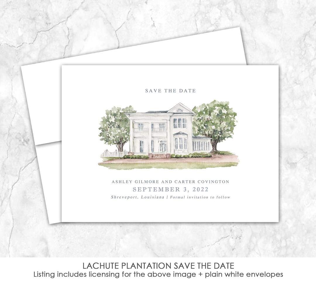 Lachute Plantation Save the Date, Shreveport, Louisiana Venue Save the