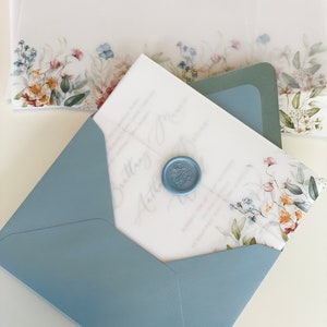 Wildflower Vellum Invitation Wrap for 5x7 invitation Wildflowers vellum jacket wrap for DIY wedding invitations wild flowers