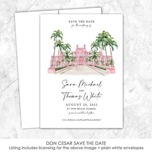 Don CeSar Save the Date | St. Pete Beach, Florida | hand-painted venue watercolor for save the dates or wedding invitations