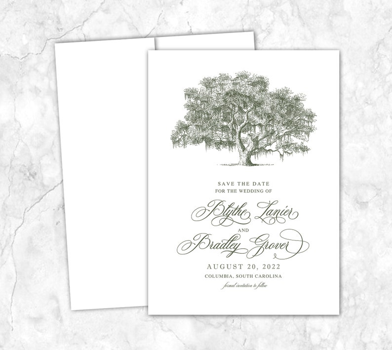 Oak Tree Wedding Invitation ANY COLOR Tree Wedding Etsy