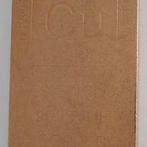 One Kilo .999 Fine Copper Bullion Bar