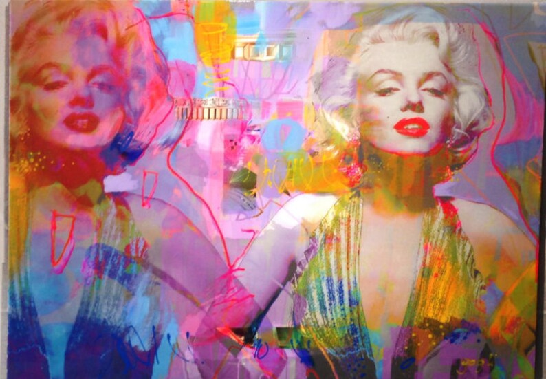 Mixed media collage art Pop art painting Metal wall art Etsy