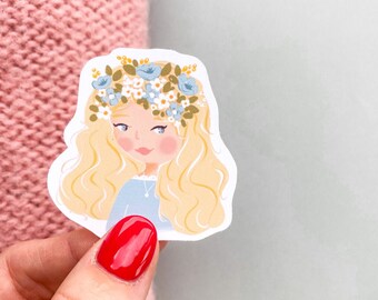 Pretty Girl Floral Vinyl Sticker | Glossy Matte Sticker