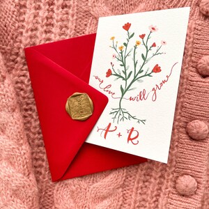 Carte de Saint-Valentin personnalisée avec coeur en papier graine | Carte d'amour pour mari et femme | Carte de Saint-Valentin romantique pour lui et elle