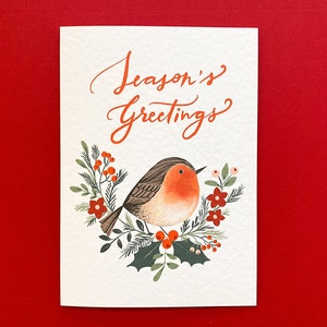 Carte de Noël mignon Robin | Cartes de vœux de la saison | Cartes de jeu de vacances | Pack cartes de Noël | Carte de Noël pour les parents