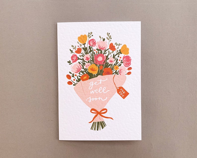 Get Well Soon Card Sending Love Card Sending Flowers Card - Etsy