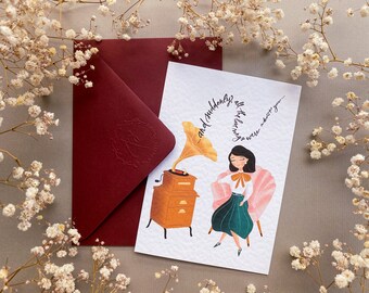 Love Card for Boyfriend | Vintage Love Card for Husband Wife  | Romantic Xmas Card for Him Her