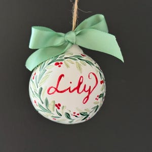 Personalised Christmas Baubles, Hand Painted and Hand Lettered