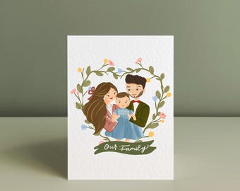 Retrato de familia personalizado, retrato de pareja personalizado, ilustración de pareja personalizada, ideas de regalo, ilustración familiar