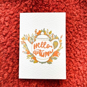 Tea Lover Autumn Postcard - Cartolina illustrata - Pretty Teacup Card - Cartolina 10x15