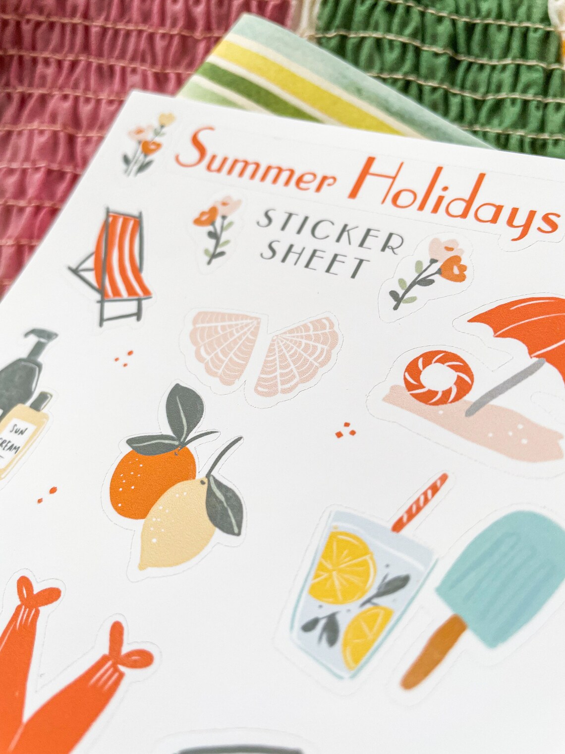 Summer Sticker Sheet Vinyl Stickers Cute Hand-illustrated | Etsy