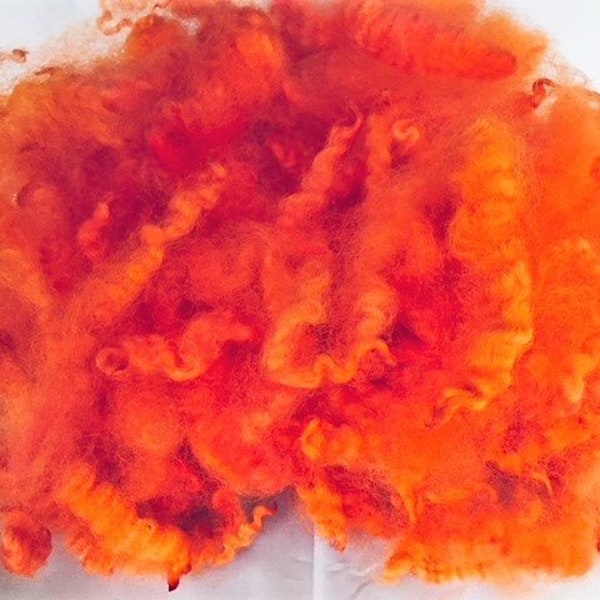 Curly Hand Dyed Sheep Wool Locks for Spinning, Doll Hair, Rug Hooking, Weaving, Felting