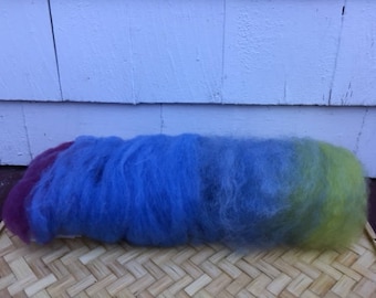 Rare Sheep Breeds Hog Island and Lincoln, Mohair, Merino Hand Dyed Wool Batt for Spinning, Felting, Weaving, Rug Hooking 1 oz