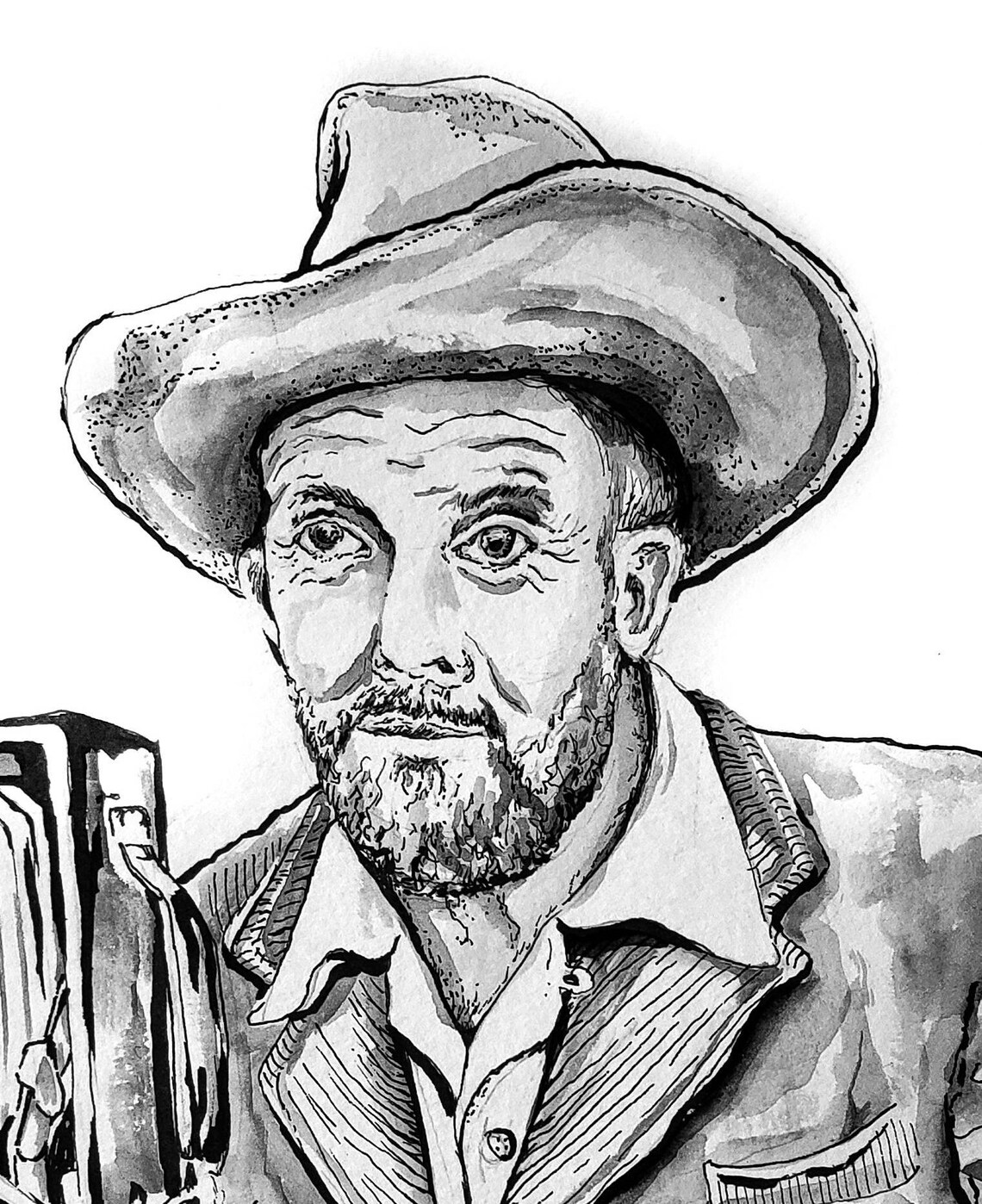Ansel Adams Photographer Portrait in Pen and Watercolor | Etsy