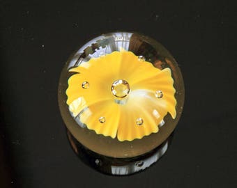 Paperweight with Single Yellow Flower