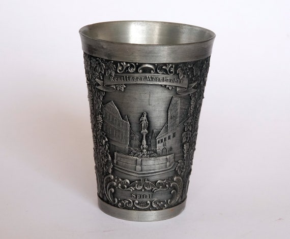 Zinn Becker Embossed Pewter Wine Cup - Etsy