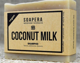 Coconut Milk Shampoo Bar- for normal to dry hair  - Soap Era all natural Handmade vegan soap