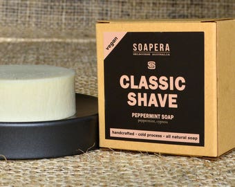Peppermint Classic Shaving Soap for man- Soap Era all natural handmade vegan soap