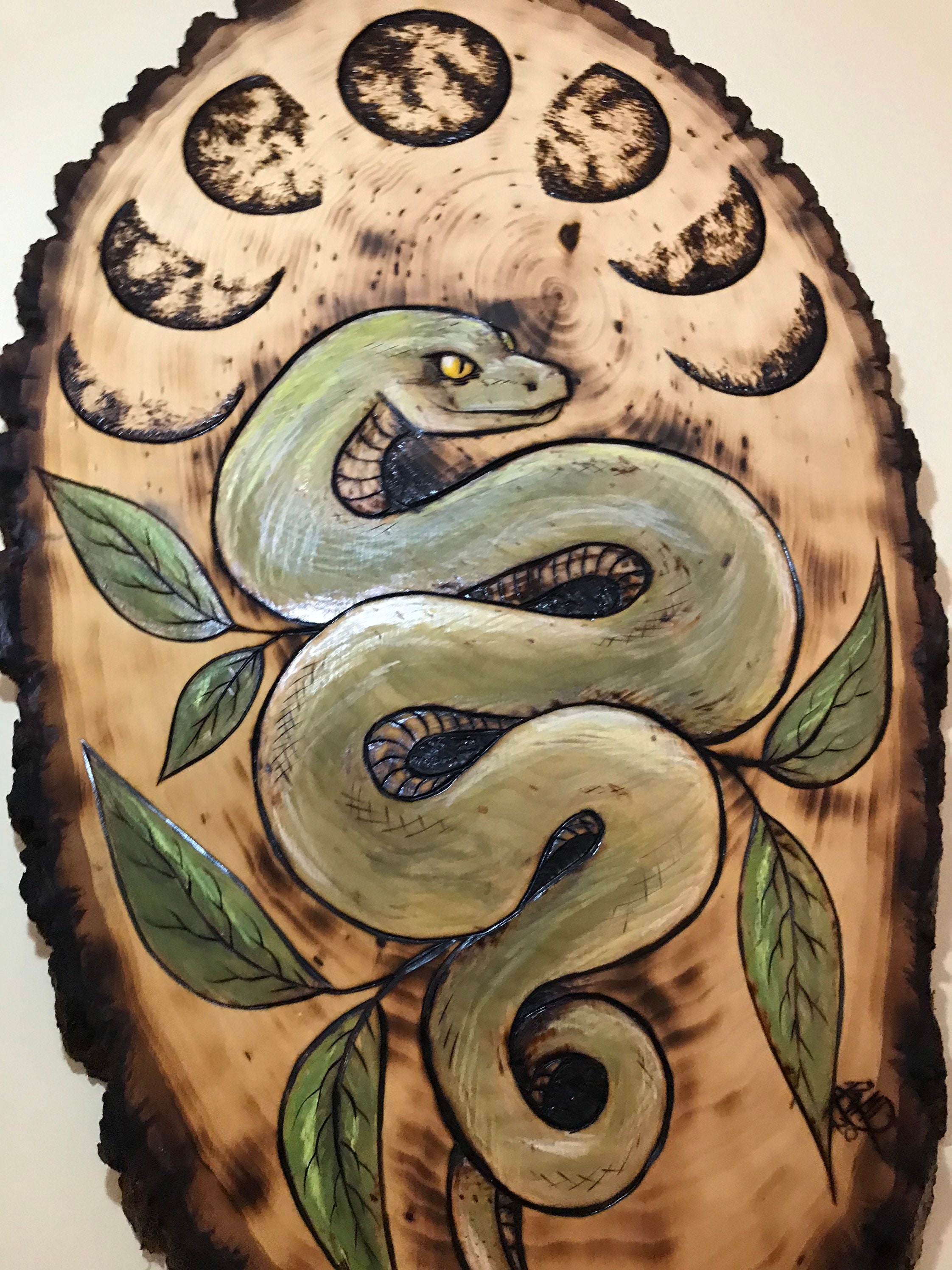 Snake Wall Hanging Wood Burning Art Etsy