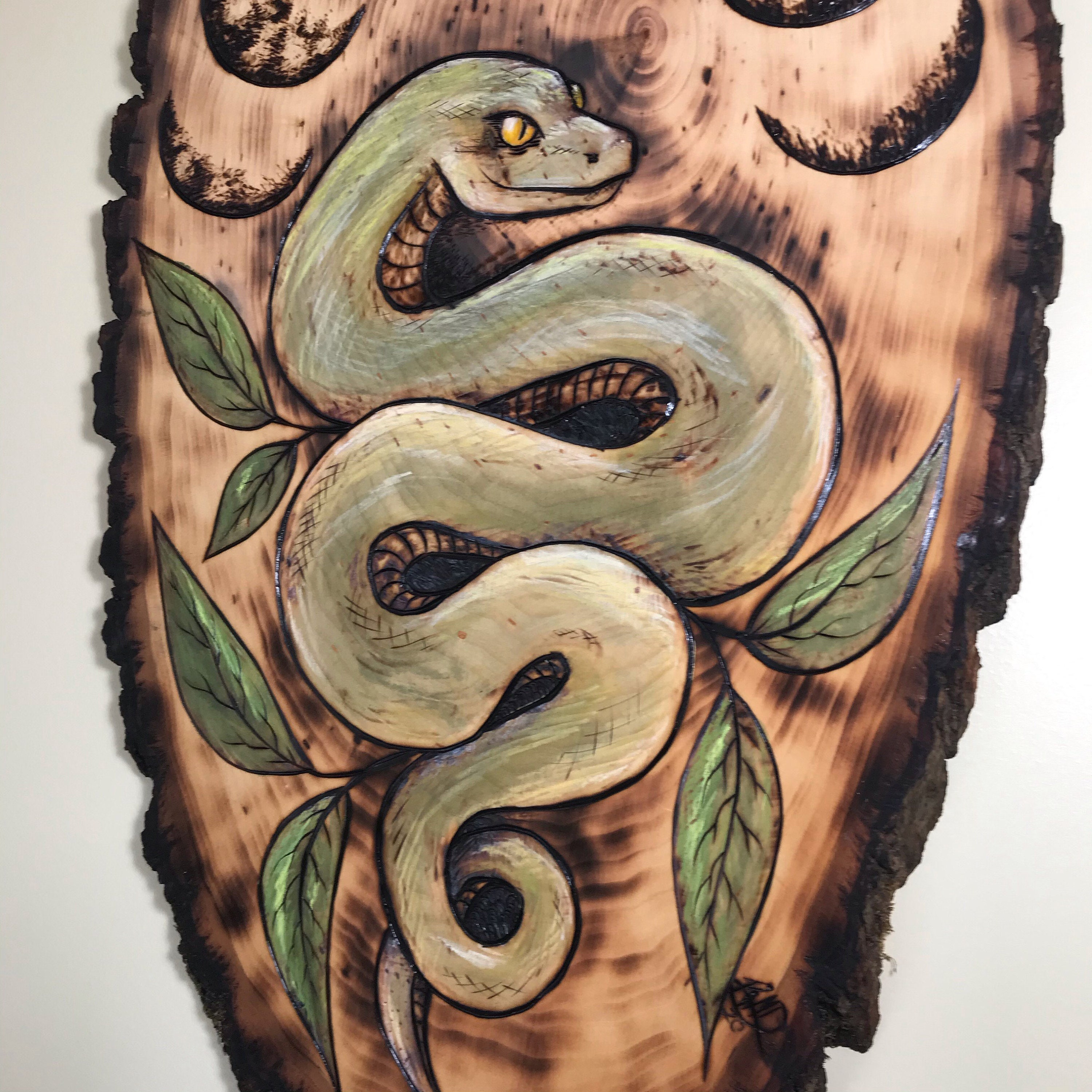 Snake Wall Hanging Wood Burning Art Etsy