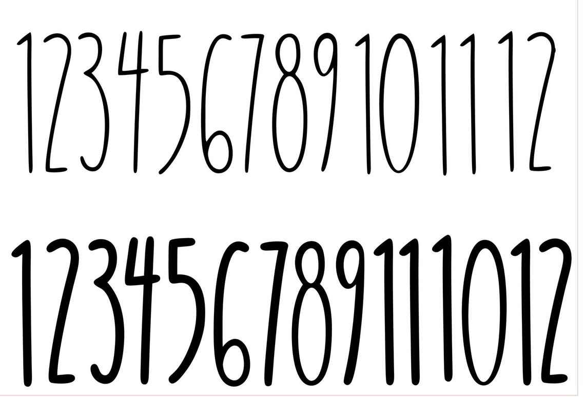 Clock Numbers Tall & Skinny SVG File in the Style of Rae Dunn Etsy