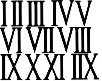 Numeri romani SVG, file digitale, per orologi, artigianato, segnaletica