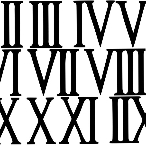 Roman Numerals SVG, digital file, for clocks, crafts, signs