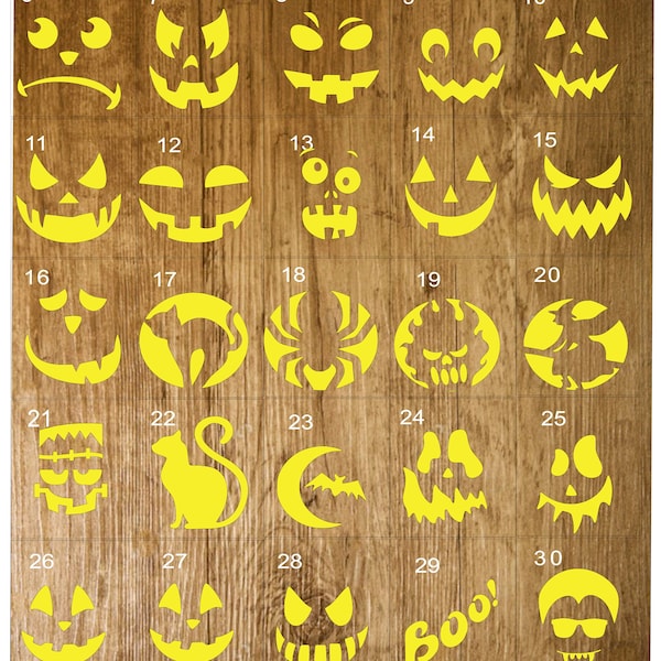 SVG Halloween Faces. Digital File. CNC, Vinyl