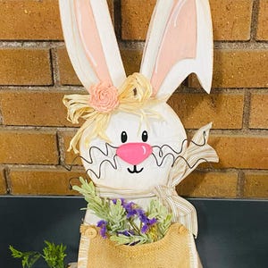 Bunny SVG verandaoppas, plantenbak, mandhouder. Voor de lente en Pasen. Snijbestand