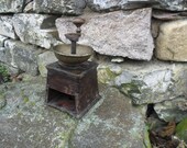 Antique Coffee Grinder - Wood with Cast Iron Handle