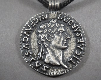 Ancient Roman Emperor's Tiberius Pendant,Necklace, Symbol,Exquisite Author's Jewelry.Unique Handmade Locket, Roman Coin Pendant,Medallion