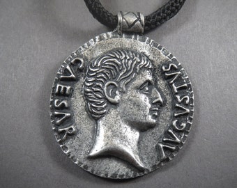 Ancient Roman Emperor's Augustus Pendant,Necklace,symbol,Exquisite Author's Jewelry. Unique Handmade Locket,Roman Coin Pendant, Medallion
