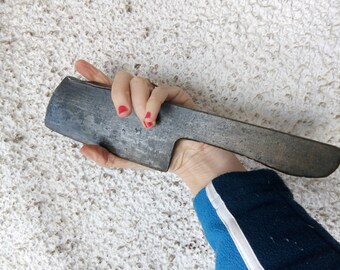Antique hand-forged meat cleaver butcher knife chopper slaughterhouse tool chef, tool farm, rural, ax,metal handle