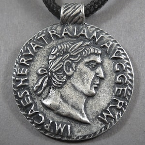 Ancient Roman Emperor's Trajan Pendant,Necklace, Symbol,Exquisite Author's Jewelry.Unique Handmade Locket, Roman Coin Pendant,Medallion