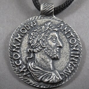 Antiker römischer Kaiser Commodus Anhänger, Halskette, Exquisiter Autorenschmuck.Einzigartiges handgefertigtes Medaillon, römische Münze, Medaillon.