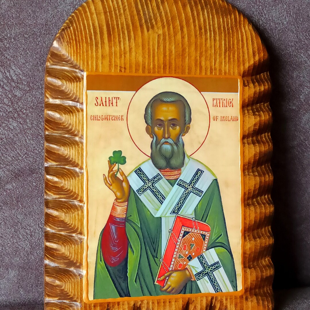 Icon Patrik Saint Patrick Icon, Handmade Orthodox Catholic Icon of Patrick ...