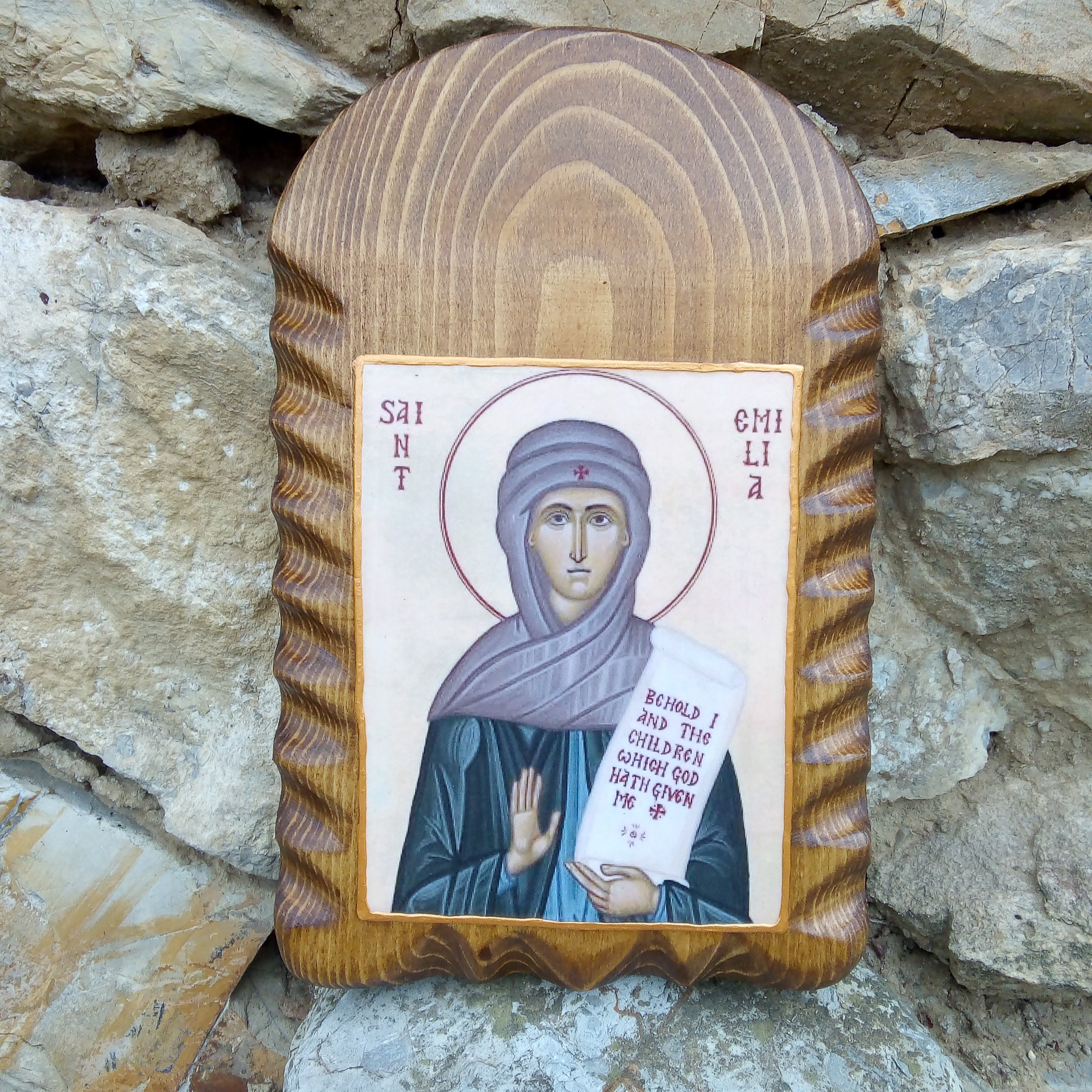 Santa Emilia Emily Christianity Vintage Wooden Carving Icon Etsy