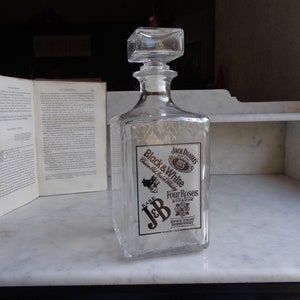 Whiskey decanter, large glass bottle, vintage 1980, made in Italy
