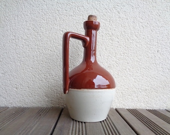 pitcher decanter, 75-centilitre Bardinet, varnished terracotta, jug brown and string, rustic French farm style or chic countryside