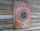 Breton Wood support for bloc-note, Brittany Decor, folk art, Breton handicrafts, carved wood paper and spindle decor